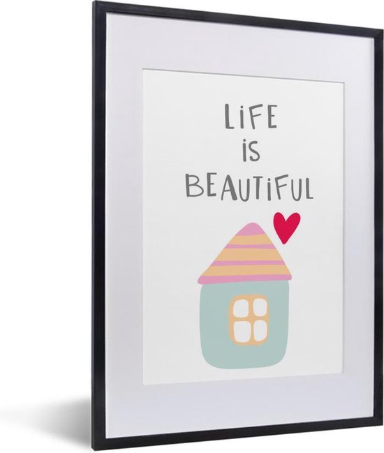 Illustration Avec La Citation La Life Est Belle Avec Une Maison Et Un Coeur 30x40 Cm Bol Com