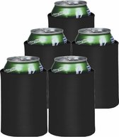 5x Stuks blikjes koeler / koelhoud hoesjes / bierblik hoesjes - zwart - Frisdrank/bier blikjes koel houden