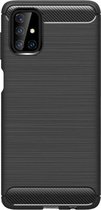 Shop4 - Geschikt voor Samsung Galaxy M31s Hoesje - Zachte Back Case Brushed Carbon Zwart