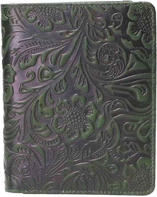 Leather Design Portefeuille Flower Groen