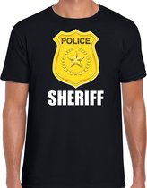 Sheriff police embleem t-shirt zwart voor heren - politie agent - verkleedkleding / kostuum M