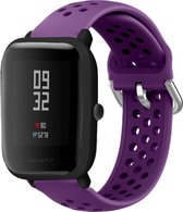 Siliconen Smartwatch bandje - Geschikt voor  Xiaomi Amazfit Bip siliconen bandje met gaatjes - paars - Horlogeband / Polsband / Armband