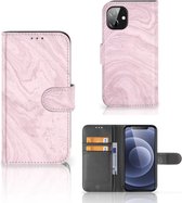 GSM Hoesje Apple iPhone 12 Mini Flip Case Marble Pink