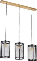 QAZQA cage_robusto - Industriele Hanglamp eettafel voor boven de eettafel | in eetkamer - 3 lichts - L 100 cm - Bruin - Industrieel -  Woonkamer | Slaapkamer | Keuken