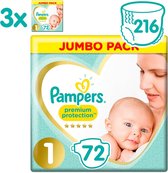 Pampers Premium Protection Luiers - Maat 1 (2-5 kg) - 216 stuks - Jumbo Pack