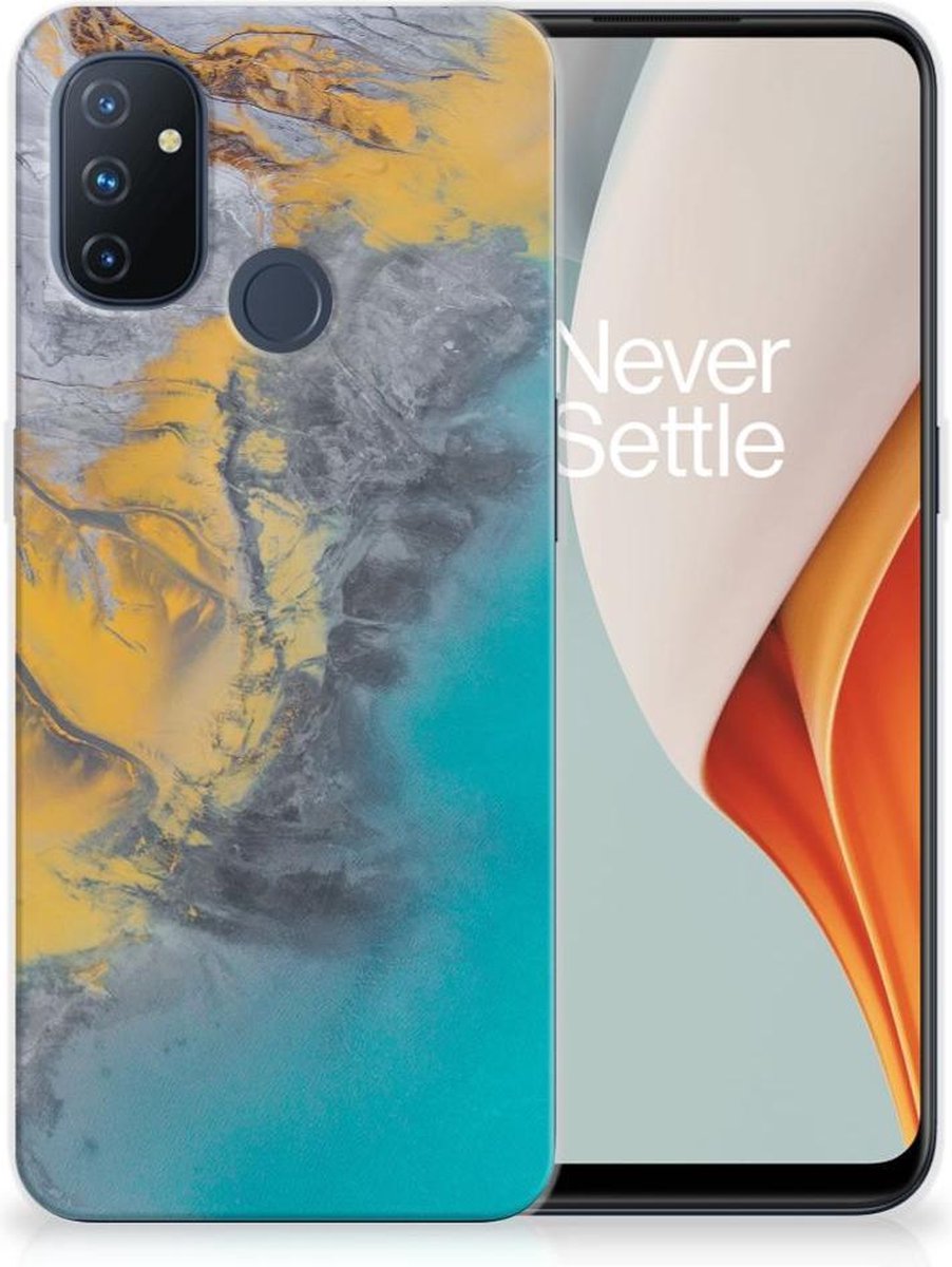 OnePlus Nord N100 TPU Siliconen Hoesje Marble Blue Gold
