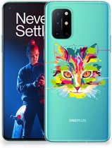 Mobiel Case OnePlus 8T GSM Hoesje Doorzichtig Cat Color