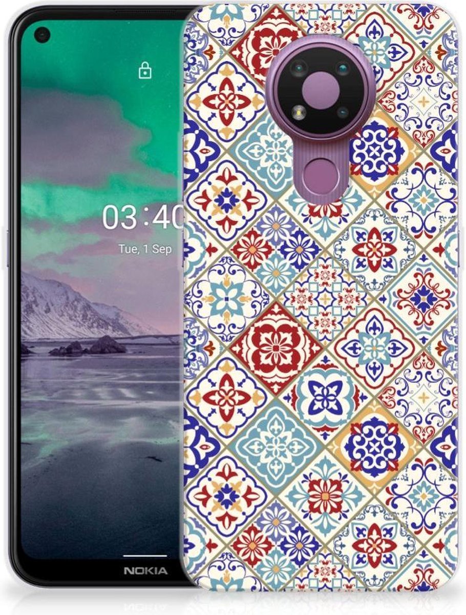Nokia 3.4 TPU Siliconen Hoesje Tiles Color