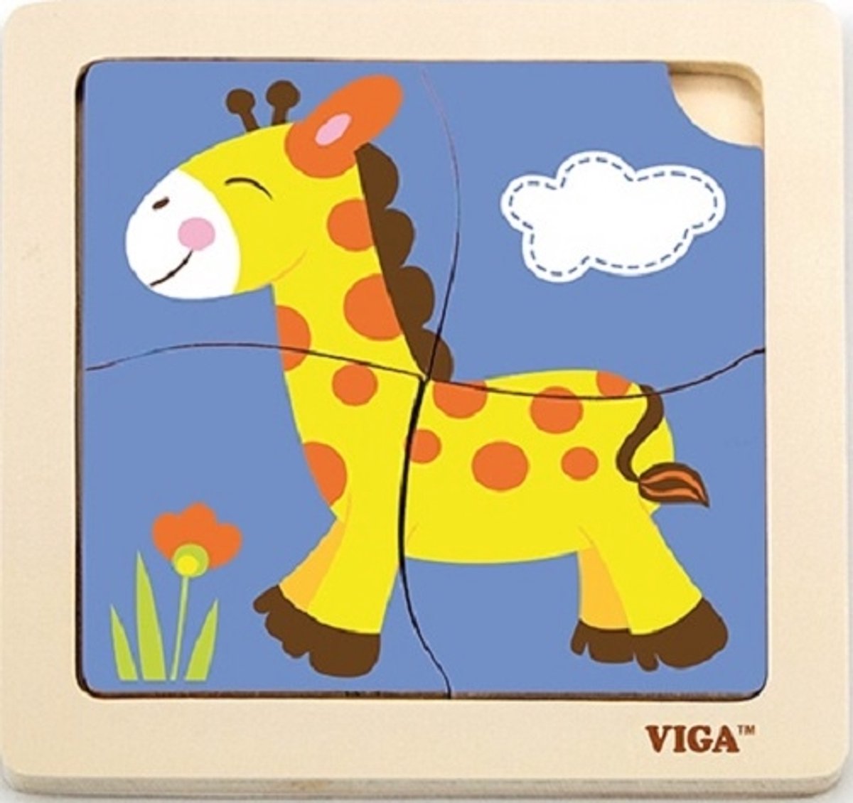 Viga Toys Legpuzzel Giraffe Junior 15 Cm Hout 4 Stukjes