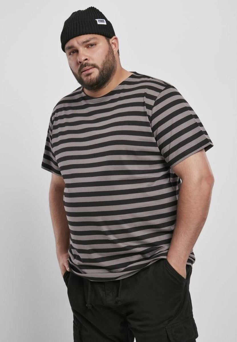 Urban Classics Stripe Heren Tshirt 3XL Grijs