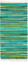 relaxdays - meerkleurig patchwork vloerkleed franjes - tapijt - loper - kleed
