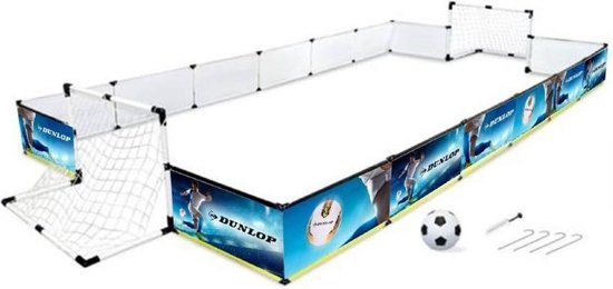 Dunlop Set Voetbal - Omheining, 2x Voetbaldoel, Voetbal en Pomp - 426 x 235 x 36 cm