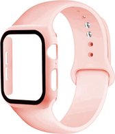 Shop4 - Bandje met Case voor Apple Watch 5 44mm - Siliconen Roze