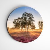 IDecorate - Schilderij - Purple Haze Natuurprint Fotoprint - Groen, Blauw, Bruin, Geel En Paars - 120 X 120 Cm