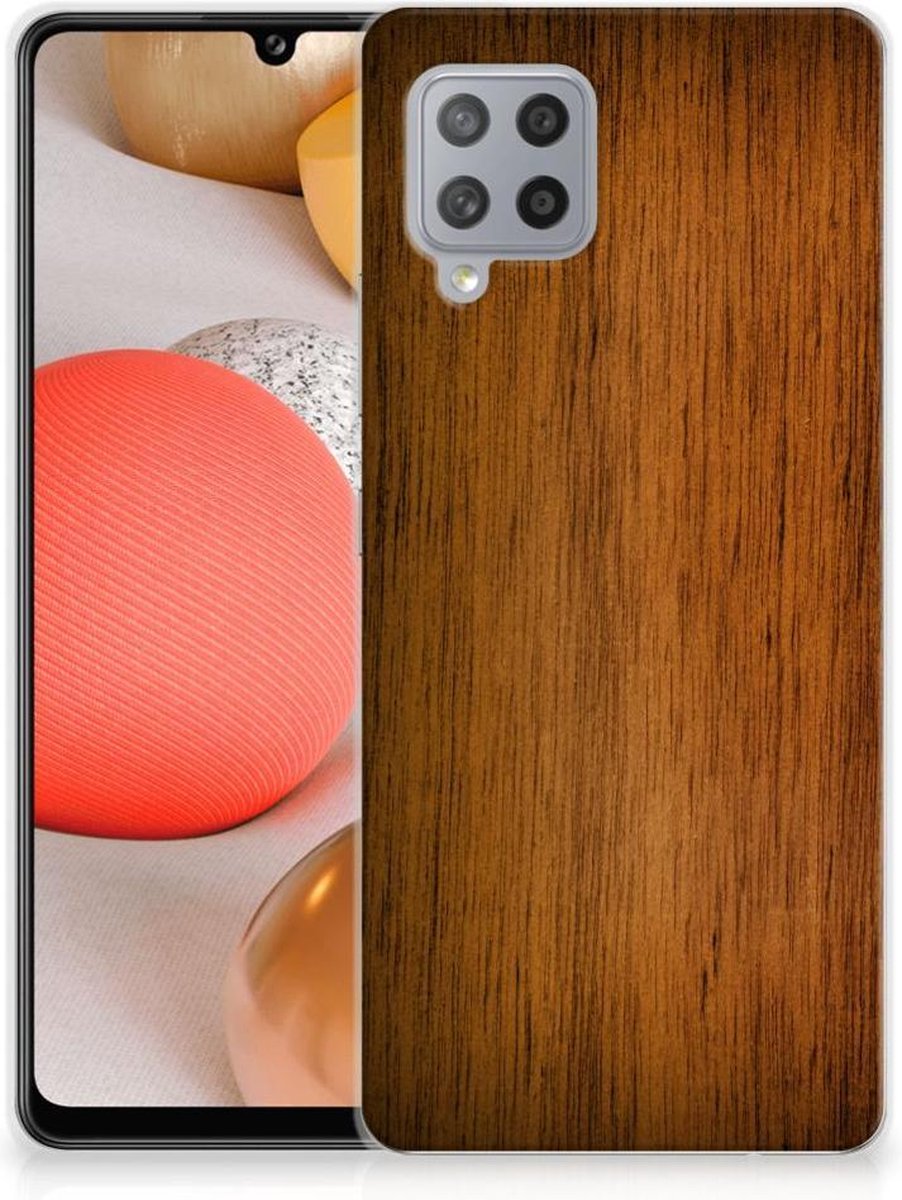 Back Cover voor Samsung Galaxy A42 Bumper Hoesje Donker Hout