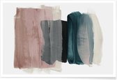 JUNIQE - Poster Minimalisme Roze en Blauw - abstract -20x30 /Grijs &