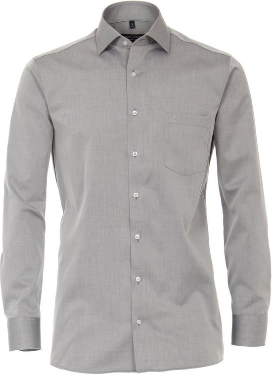 Chemise Casa Moda pour hommes en sergé gris clair uni coupe Comfort - 39