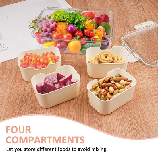 PARFCO Snackbox 8 Fächer, Snackteller mit Deckel und Griff, Tragbar Snackbox Organizer, Tragbares Picknick Box mit Fächern, für Obst, Nüsse, Dessert PARFCO Snackbox 8 Fächer, Snackteller mit Deckel und Griff, Tragbar Snackbox Organizer, Tragbares Picknick Box mit Fächern, für Obst, Nüsse, Dessert