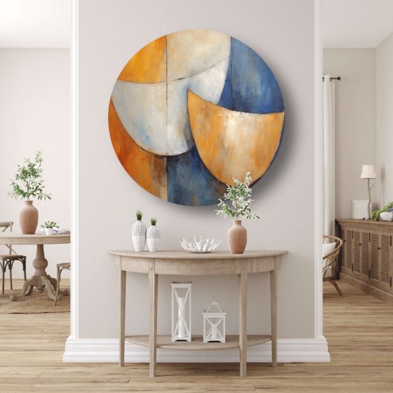 Tableau rond échelle - Tableau ustensiles de cuisine rond - Tableau cercle mural - Décoration murale campagne - Décoration murale ronde - Accessoires salon cercle mural forex 90x90 cm