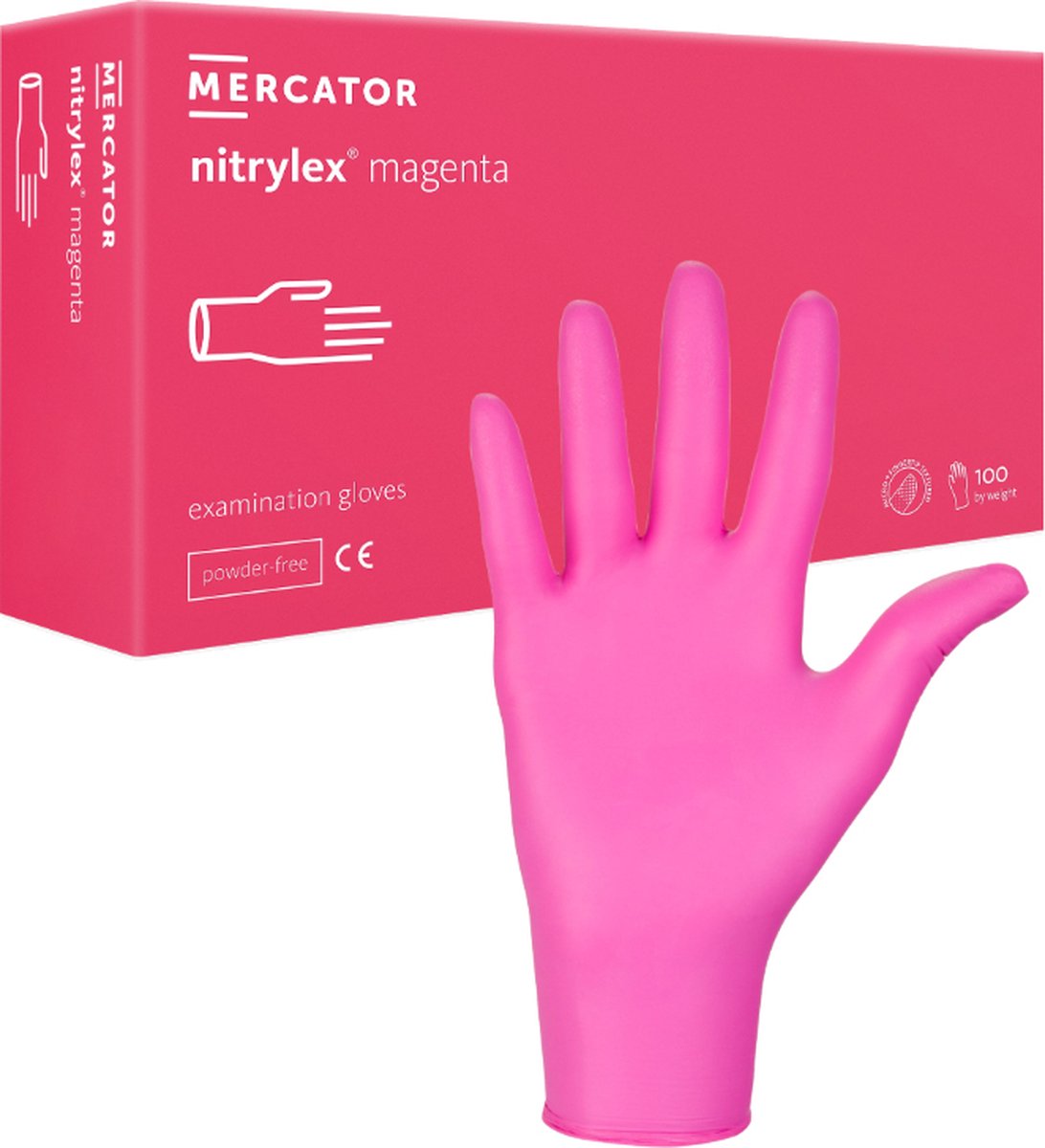 SUNONE Poedervrije Nitril Handschoenen Magenta Maat M