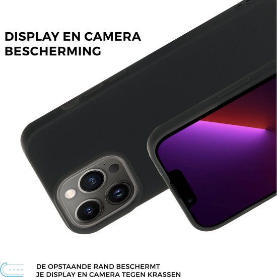 Mobiparts Coque en silicone pour Apple iPhone 13 Pro Max avec 1 film protecteur d'écran en Glas trempé - Zwart