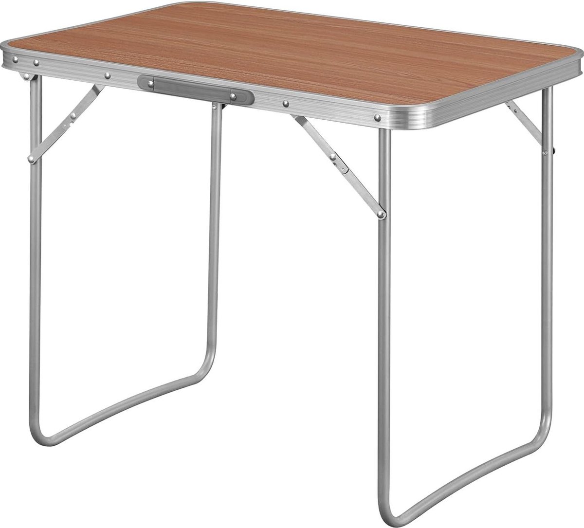 Reistafel Campingtafel - inklapbaar - met handgreep - 70 x 50 x 60 cm - aluminium en MDF - picknick strand - natuur eik - WOLTU CPT8135ei Reistafel