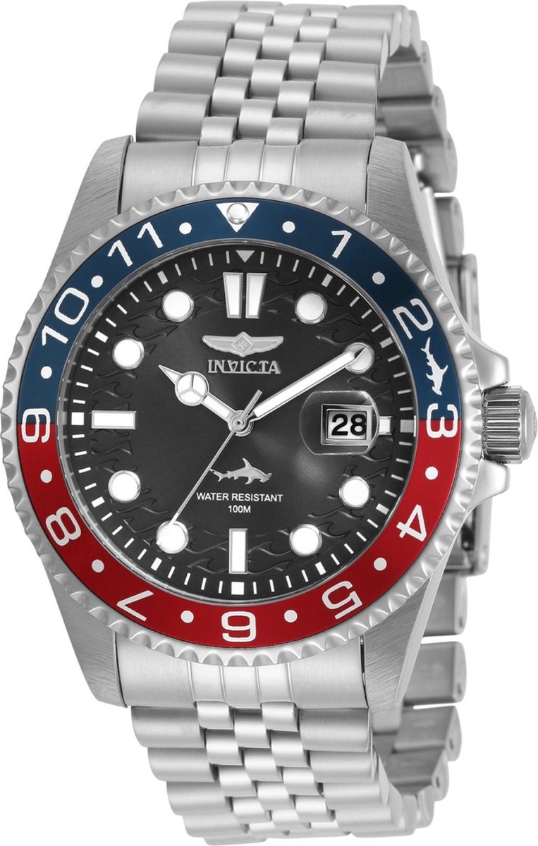 Invicta Pro Diver 30619 Heren Horloge - Waterdicht - Analoog - Quartz Uurwerk - Roestvrij Staal met zwarte Wijzerplaat - 43mm