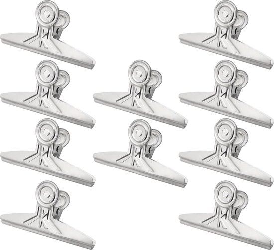 Foto: Extra grote bulldog clips 20 cm roestvrijstalen vijlbinderclips zilverkleurige metalen klemmen 10 stuks