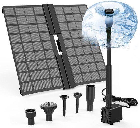 10 W opvouwbare Solar waterfontein met verstelbare standaard - 4 fontein stijlen - voor tuin vijver en DIY waterspel