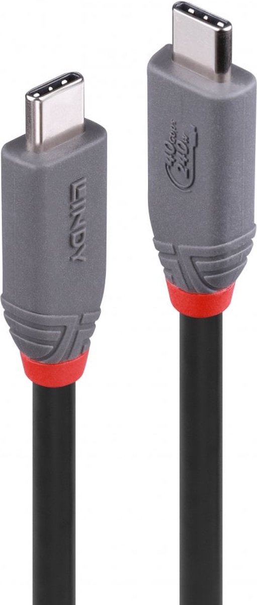LINDY 36958 USB-C-kabel USB 4.0 USB-C stekker 2.00 m Zwart