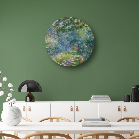 Chemin dans la forêt - Décoration murale ronde Pierre-Auguste Renoir - Cercle mural Arbres - Cercle mural Maîtres anciens - Décoration murale classique - Tableau rond - Décoration murale chambre cercle mural forex 100x100 cm