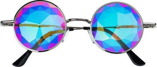 Foto: Freaky glasses caleidoscoop bril metaal squares effect spacebril festival bril kaleidoscoop speelgoed