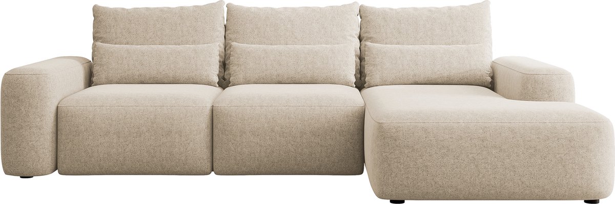 Selsey Hoekbank Carnos met lendenkussens - beige fluweel - rechtse zijde