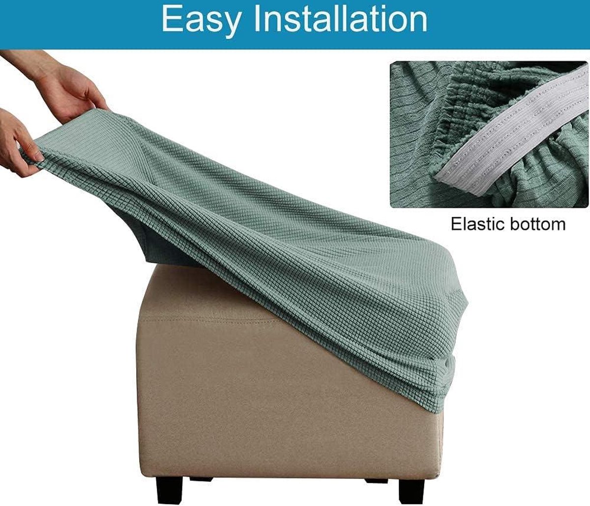 Stretch Poef Hoes Vierkante Kubus 40x40/45x45/50x50cm Poef Hoes Opslag Kleine Voetenbank Hoes Poef Kruk Hoezen Kussenovertrekken Huis Meubelbeschermer,C3,40x40x40cm