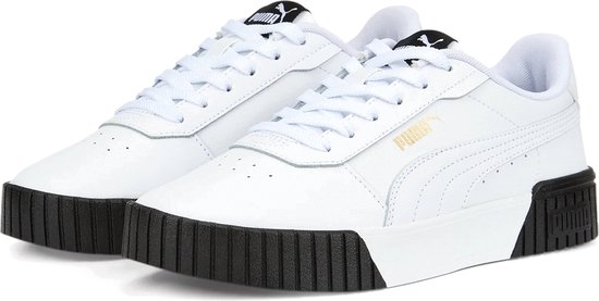 PUMA Carina 2.0 Dames Sneakers - Puma White-Puma White-Goud-Puma Black - Maat 40
