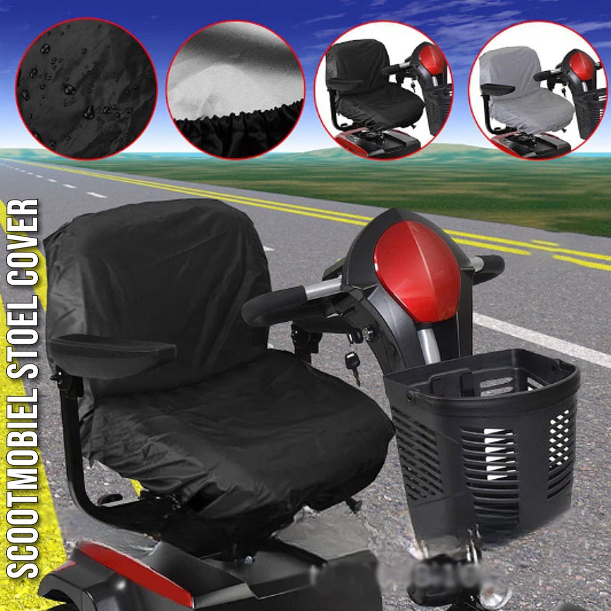 Goedkoopste Allernieuwste.nl® Waterdichte Scootmobiel STOEL Cover Afdekhoes Regenhoes - Stoel Zitting Droog Houden - Kleur Zwart