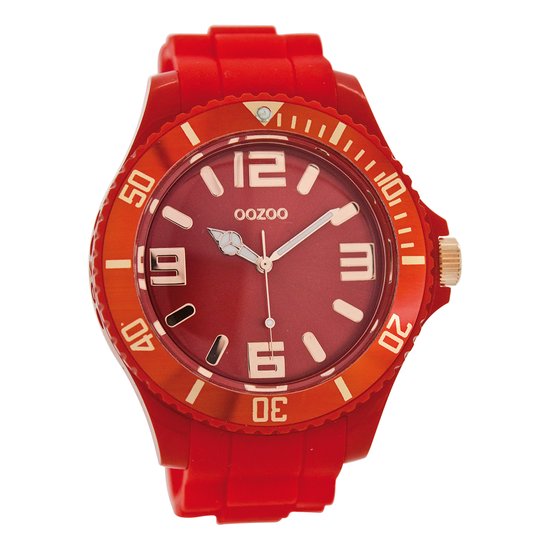 OOZOO Timepieces - Rode horloge met rode rubber band - C5030