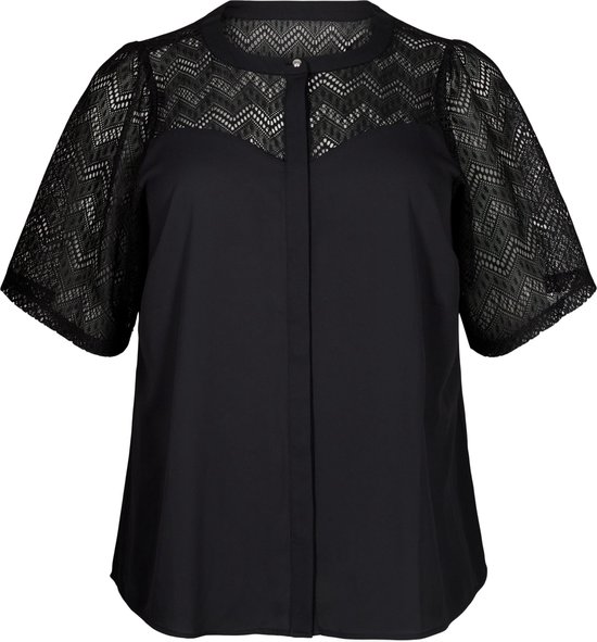 Foto: Zizzi vseli 1 2 shirt dames blouse black maat s 42 44 