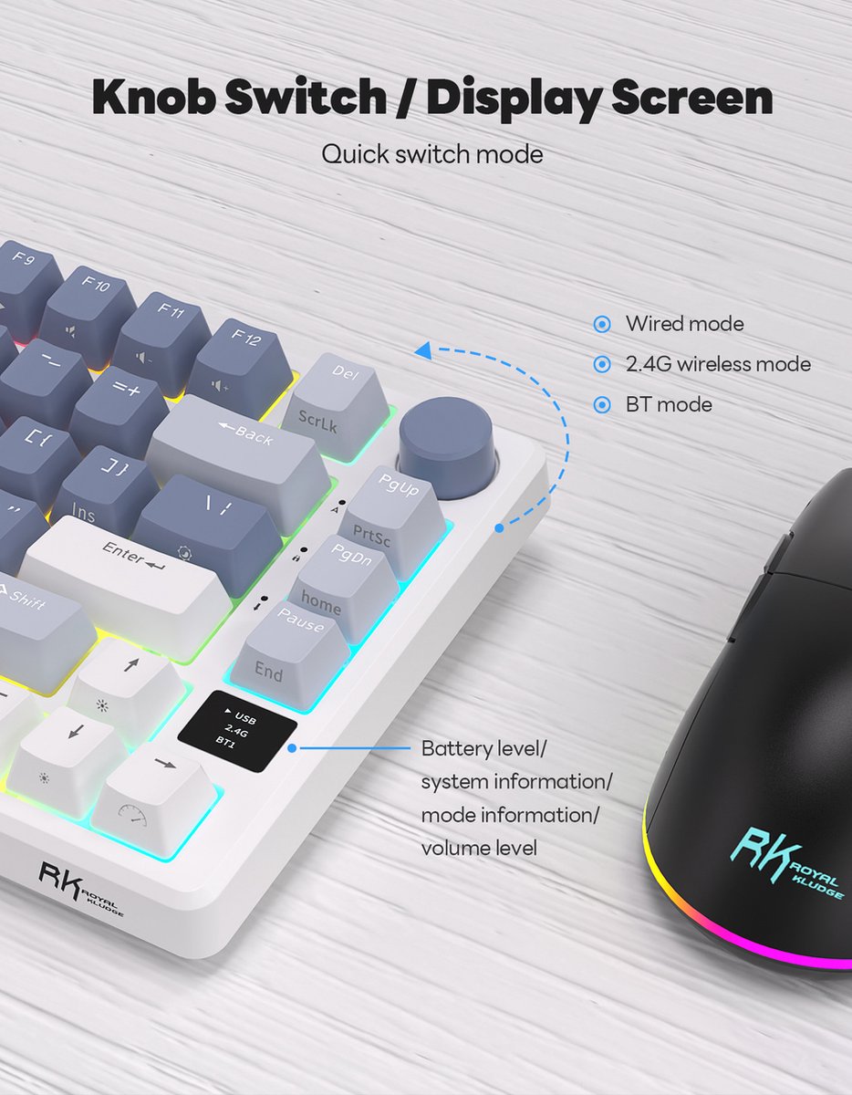 Royal Kludge RKM75 - RGB Gaming Toetsenbord thumbnail 2