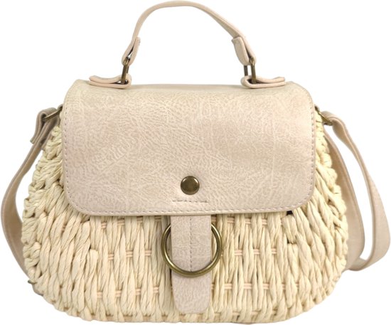 Qischa® - trendy raffia crossbody tasje - naturel