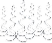 LUQ - Luxe Zilveren Swirl Slingers Hangdecoratie Verjaardag Versiering Feest Versiering Swirls Decoratie Zilver - 6 Stuks