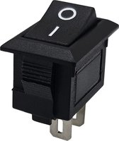 ProRide® Mini Wipschakelaar ON/OFF KCD1-11 - 2-pins - Rechthoek - 250V/3A - 13x8mm - Zwart