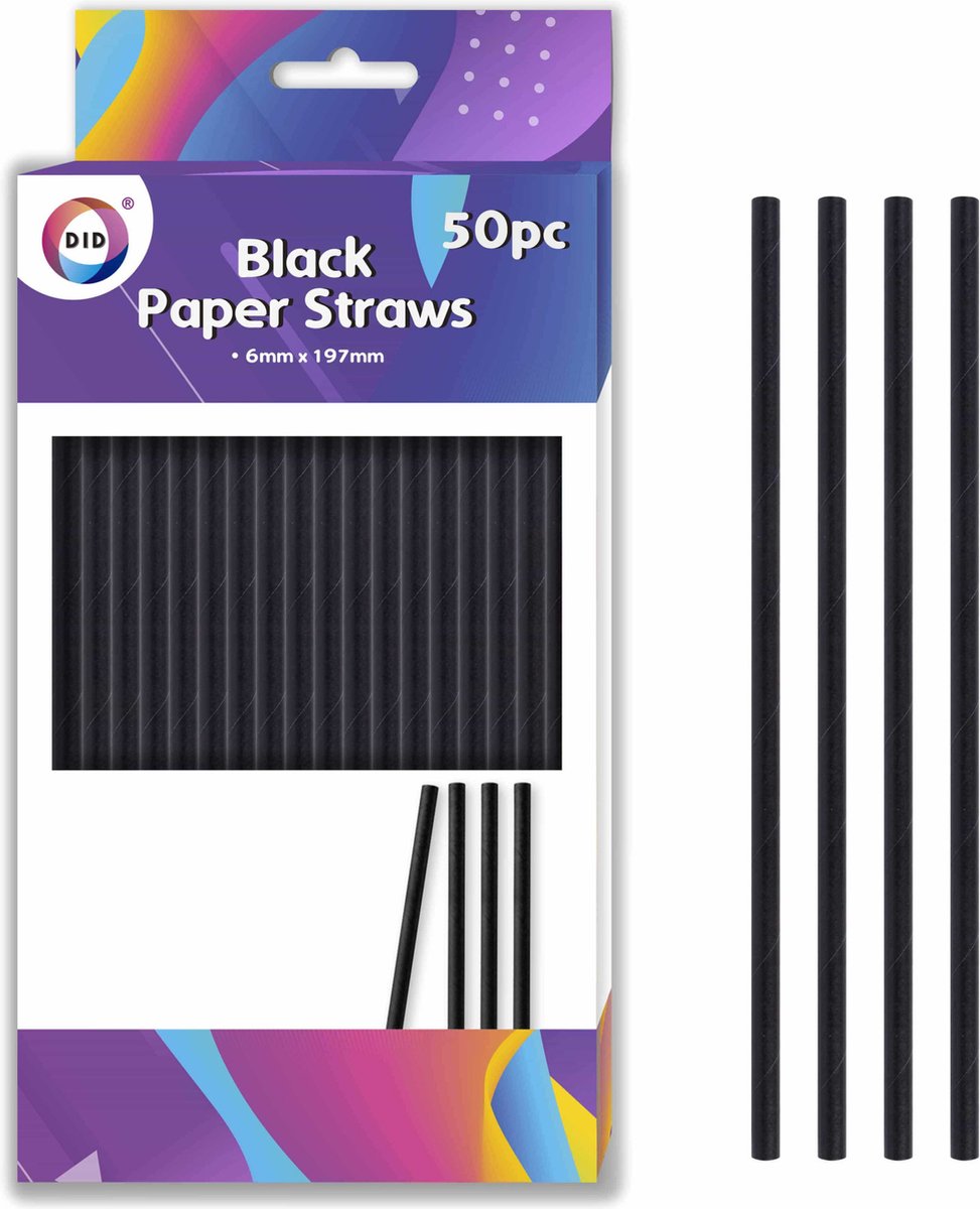 DID drinkrietjes - 50x stuks - papier - 20cm x 0.6cm - wegwerprietjes