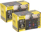 Feeric lights Kerstverlichting - 2x - gekleurd - 3,5 m- 48 led lampjes - zwart snoer - batterij