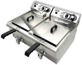 Bol.com HCB® - Professionele Horeca frituurpan - Dubbele friteuse - 2 x 16 liter - 2x 400V - RVS / INOX frietketel - 68.6x53x38 ... aanbieding