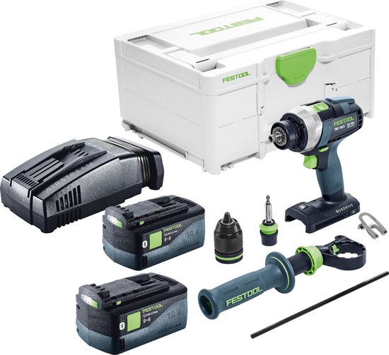 Festool TDC 18/4 I-Basic accuschroefboormachine 18 V 75 Nm borstelloos + 2x accu 5.0 Ah + snellader + systainer