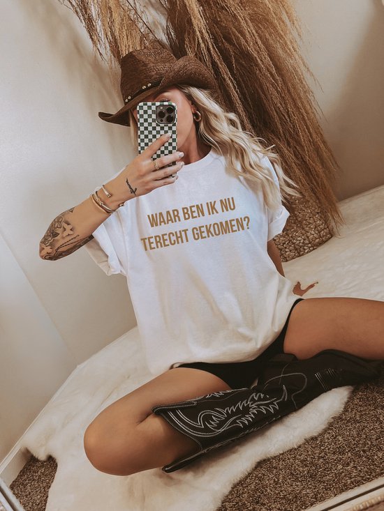 Festival T shirt Dames Wit Katoen Waar ben ik nu terecht gekomen Maat S bol