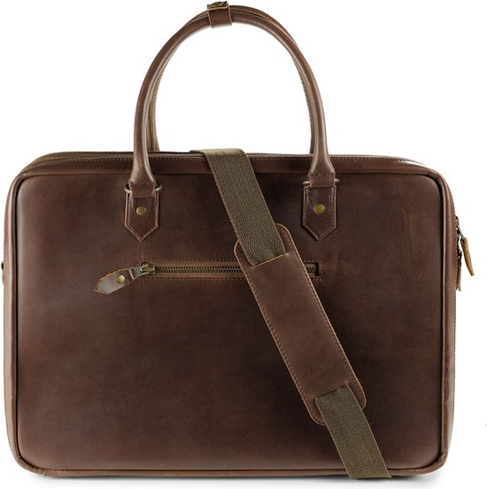 BUCKLE & SEAM Cuir Sac de bureau Sac d'ordinateur portable pour ordinateur portable Albert Dot Laptopbag Brown Marron foncé