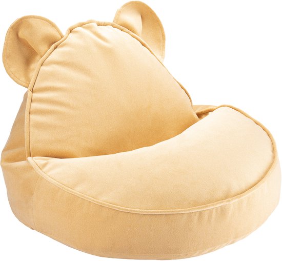 Wigiwama Velvet Bear Beanbag Chair / Zitzak - Ø60x42cm - Salted Caramel