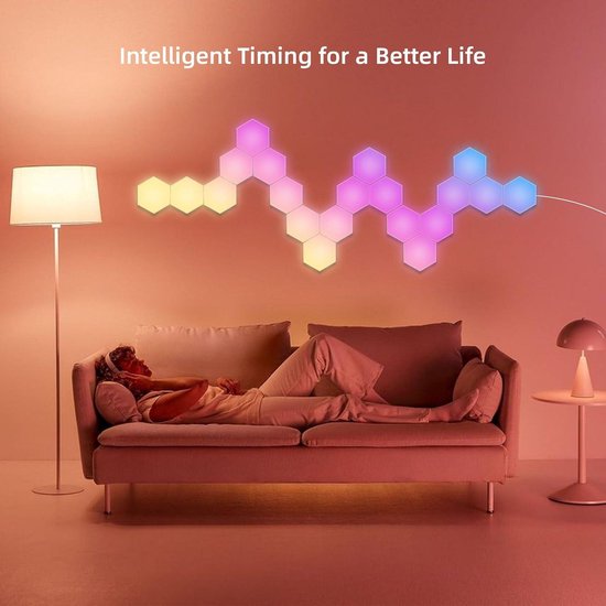 Panneau LED Hexagone Mural Kimimara – Lampe RGB Smart Sync Musique – Blanc Acrylique